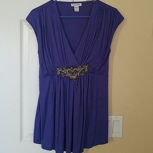 Purple flowy embellished blouse